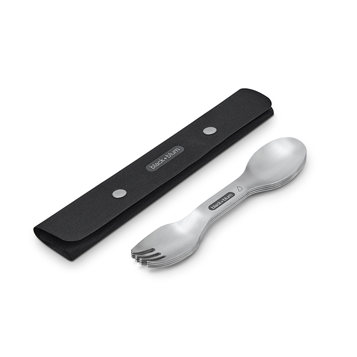 black-blum-spork-set-tacked-angled ست قاشق و چنگال استیل ضد زنگ | Stainless Steel Spork Set - Image 1
